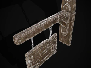 Rustic Wooden Signboard 3D Model