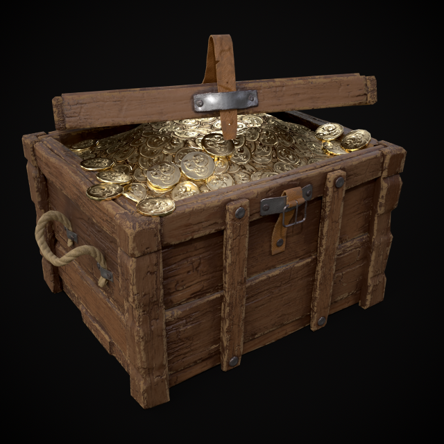 Chest Filled With Coins Modelo 3D .c4d .max .obj .3ds .fbx .stl .blend 