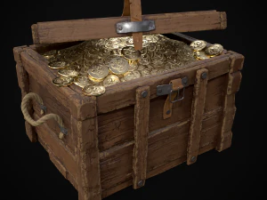 Chest Filled With Coins 3D Model