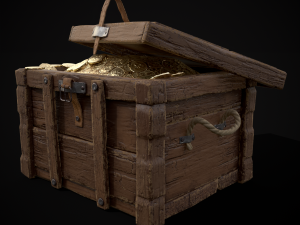 Chest Filled With Coins Modelo 3D