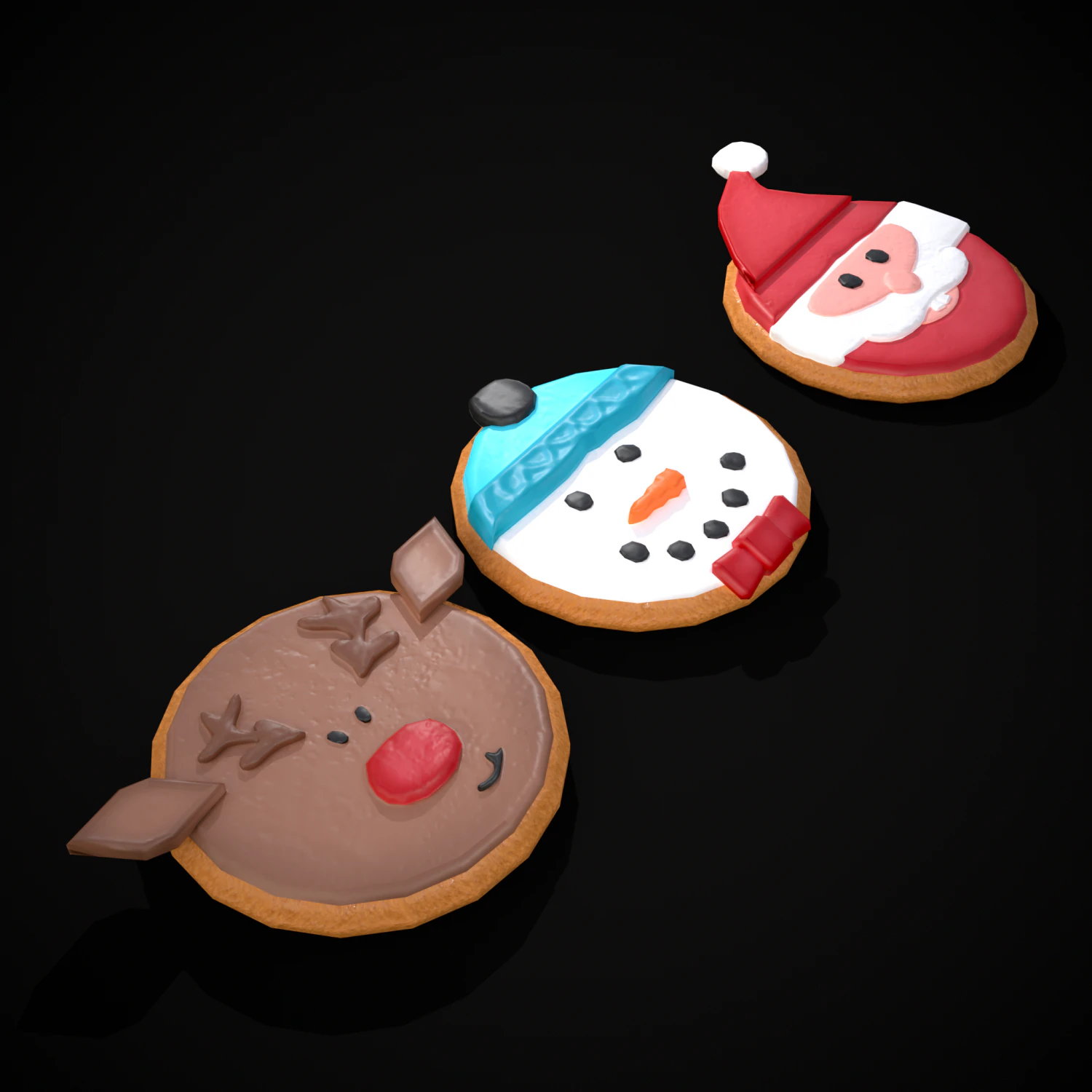 Christmas Sugar Cookies 3D Model .c4d .max .obj .3ds .fbx .stl .blend 