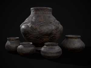 Sculpted Five Pottery Set 3D Model