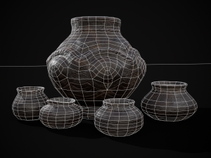 Sculpted Five Pottery Set Model 3D