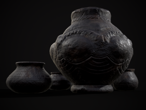 Sculpted Five Pottery Set Model 3D