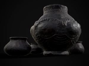 Sculpted Five Pottery Set 3D Model