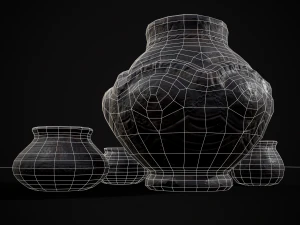 Sculpted Five Pottery Set 3D Model