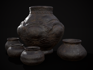 Sculpted Five Pottery Set Model 3D
