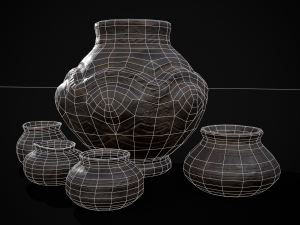 Sculpted Five Pottery Set Model 3D