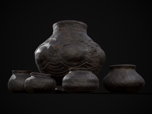Sculpted Five Pottery Set Model 3D