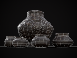 Sculpted Five Pottery Set Model 3D