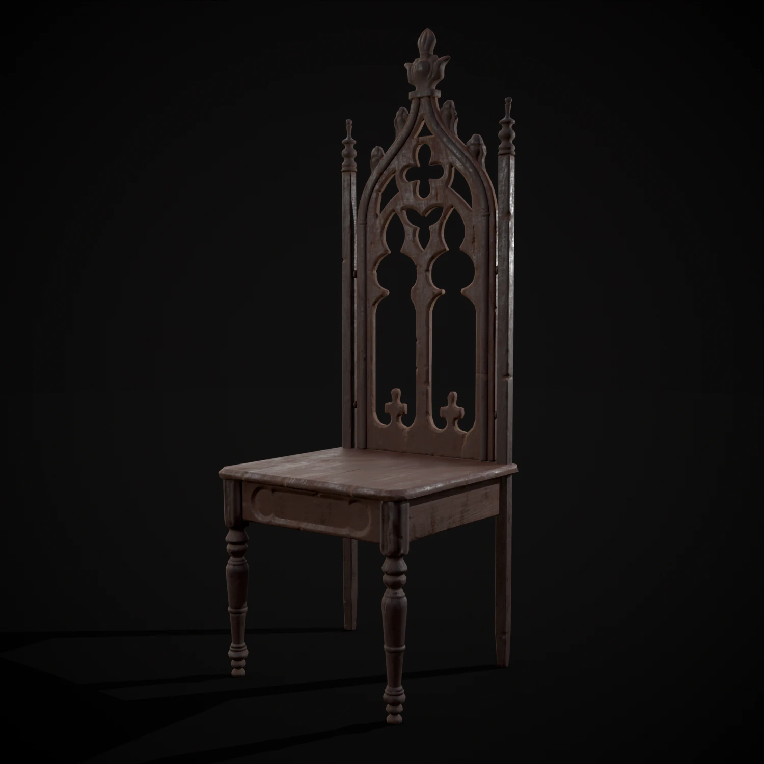 Gothic Mahogany Chair 3D Model .c4d .max .obj .3ds .fbx .stl .blend 
