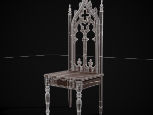 Gothic Mahogany Chair Modello 3D
