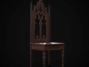 Gothic Mahogany Chair Modello 3D