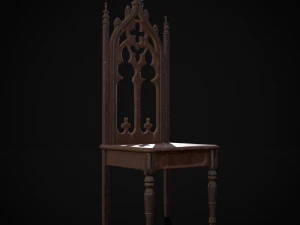 Gothic Mahogany Chair 3D Model