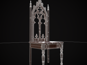 Gothic Mahogany Chair Modello 3D