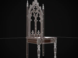 Gothic Mahogany Chair 3D Model