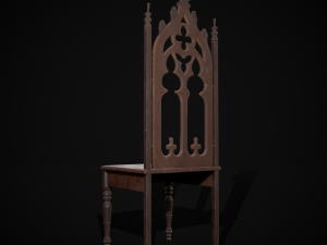 Gothic Mahogany Chair Modello 3D