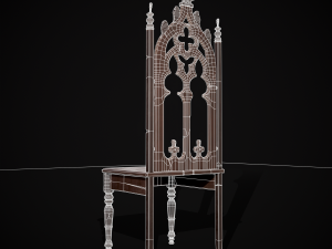 Gothic Mahogany Chair Modello 3D