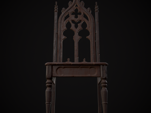 Gothic Mahogany Chair Modello 3D
