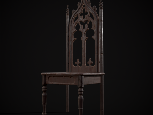 Gothic Mahogany Chair Modello 3D