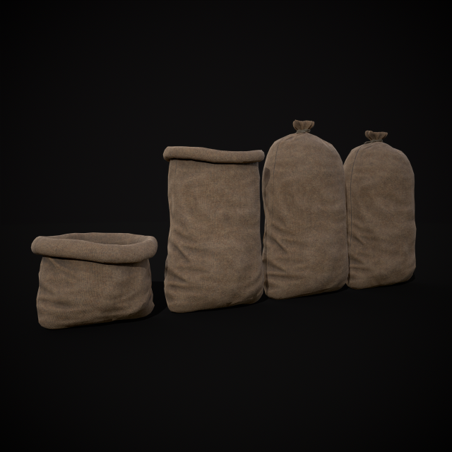 Burlap Sacks Storage Model 3D .c4d .max .obj .3ds .fbx .stl .blend 