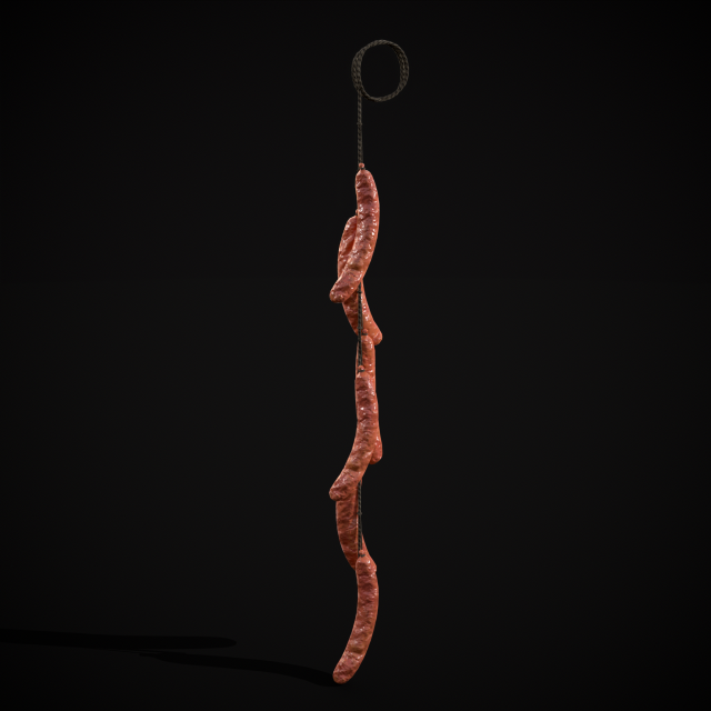 Hanging Chicken Sausage 3D Model .c4d .max .obj .3ds .fbx .stl .blend 