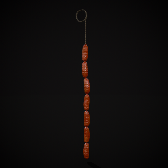 Hanging English Sausage Link 3D Model .c4d .max .obj .3ds .fbx .stl .blend 