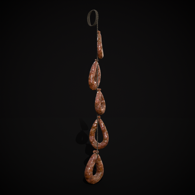 Hanging Turkey Kielbasa 3D Модель .c4d .max .obj .3ds .fbx .stl .blend