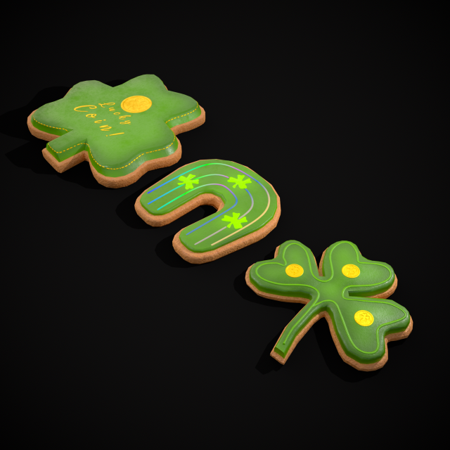 Lucky StPatricks Cookies 3D Модель .c4d .max .obj .3ds .fbx .stl .blend 