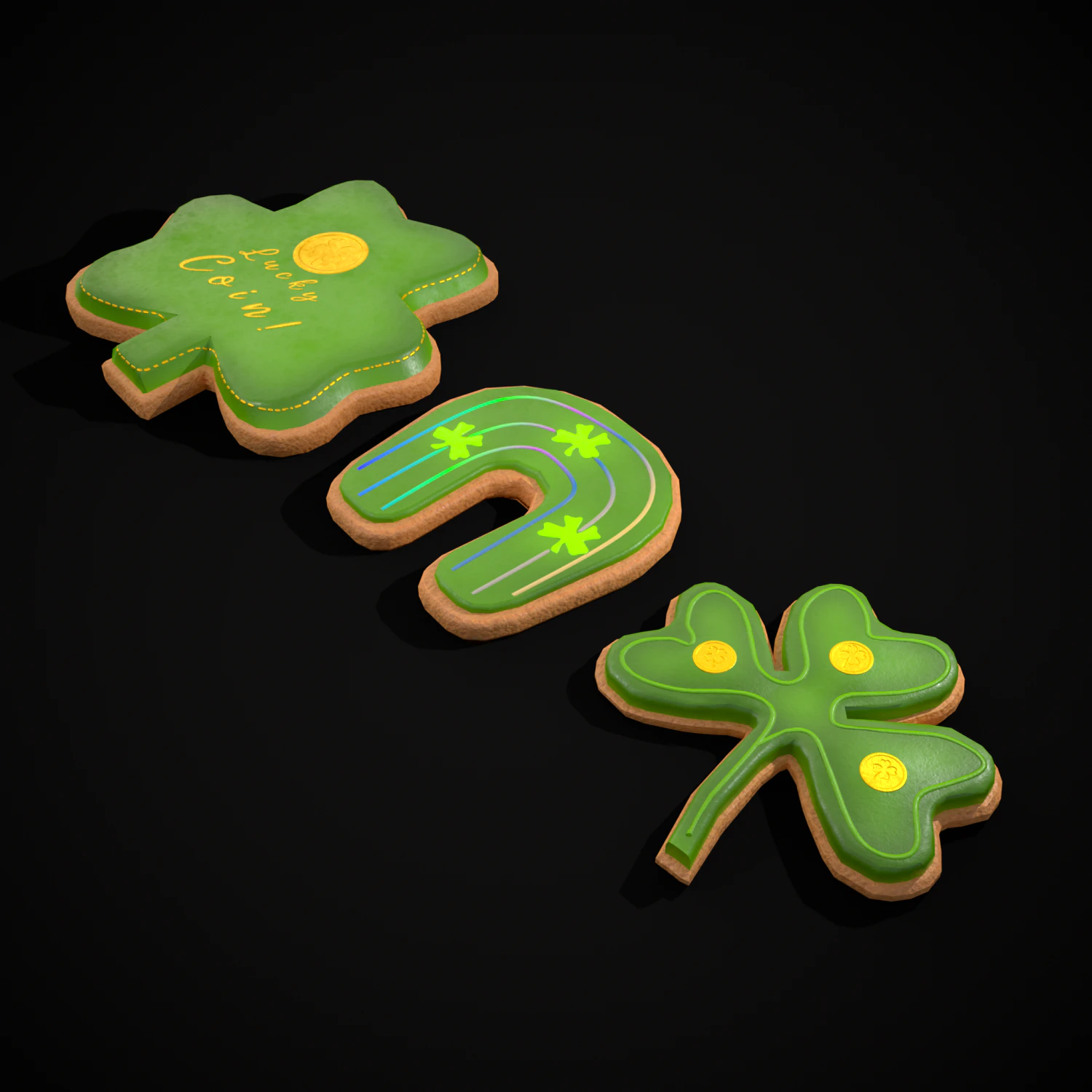 Lucky StPatricks Cookies 3D Model .c4d .max .obj .3ds .fbx .stl .blend 