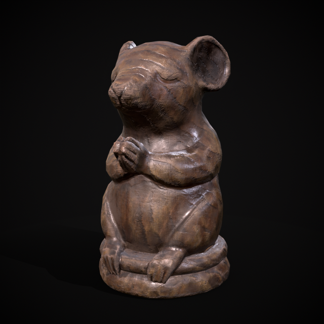 Wooden Praying Mouse Toy Model 3D .c4d .max .obj .3ds .fbx .stl .blend