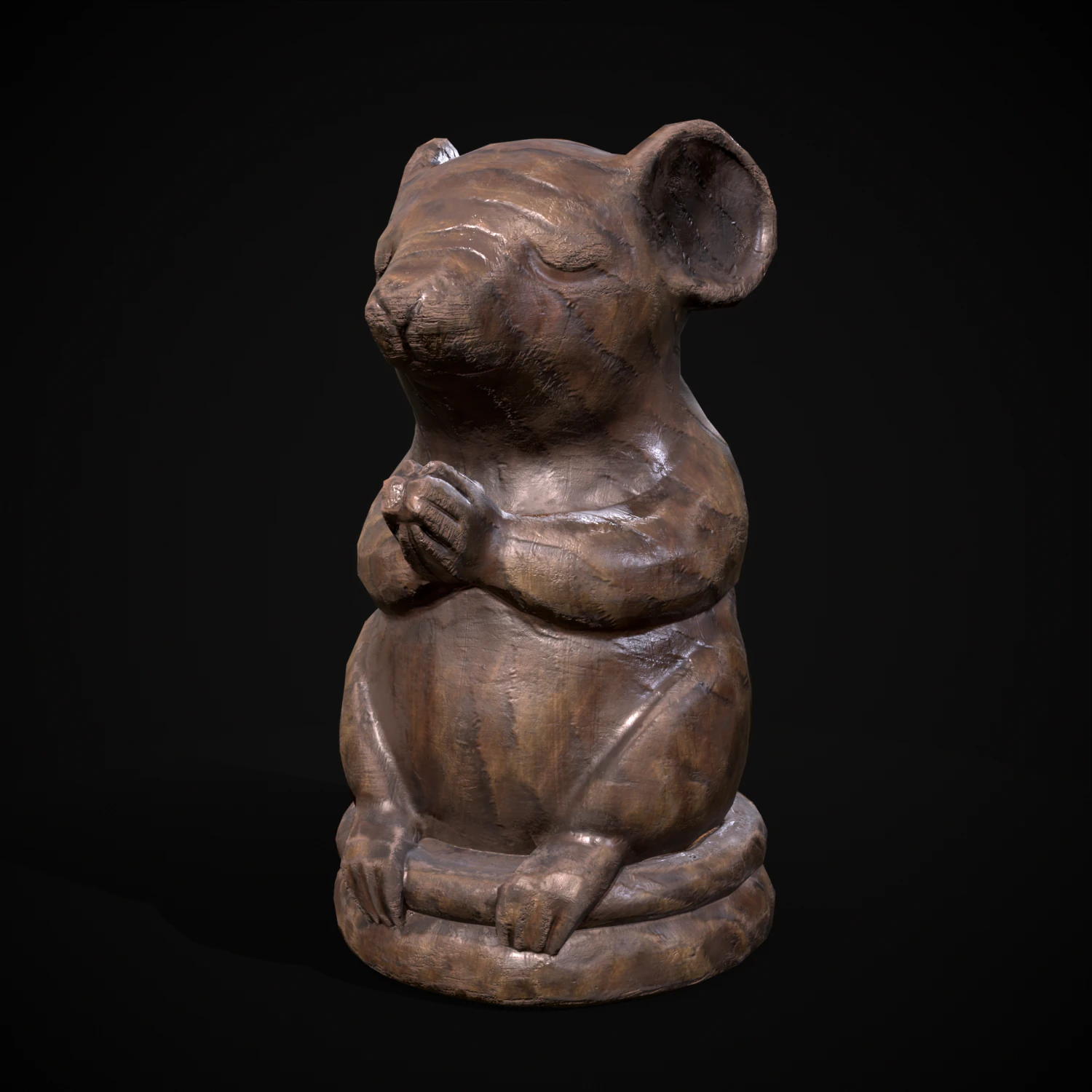 Wooden Praying Mouse Toy 3D Model .c4d .max .obj .3ds .fbx .stl .blend 