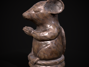 Wooden Praying Mouse Toy Model 3D