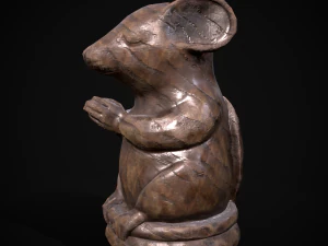Wooden Praying Mouse Toy 3D Model