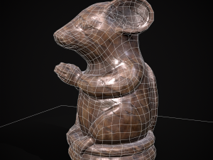 Wooden Praying Mouse Toy Model 3D