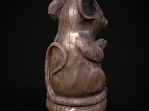 Wooden Praying Mouse Toy Model 3D
