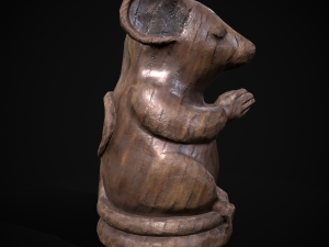Wooden Praying Mouse Toy Model 3D