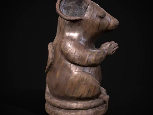 Wooden Praying Mouse Toy 3D Model