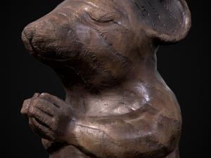 Wooden Praying Mouse Toy Model 3D
