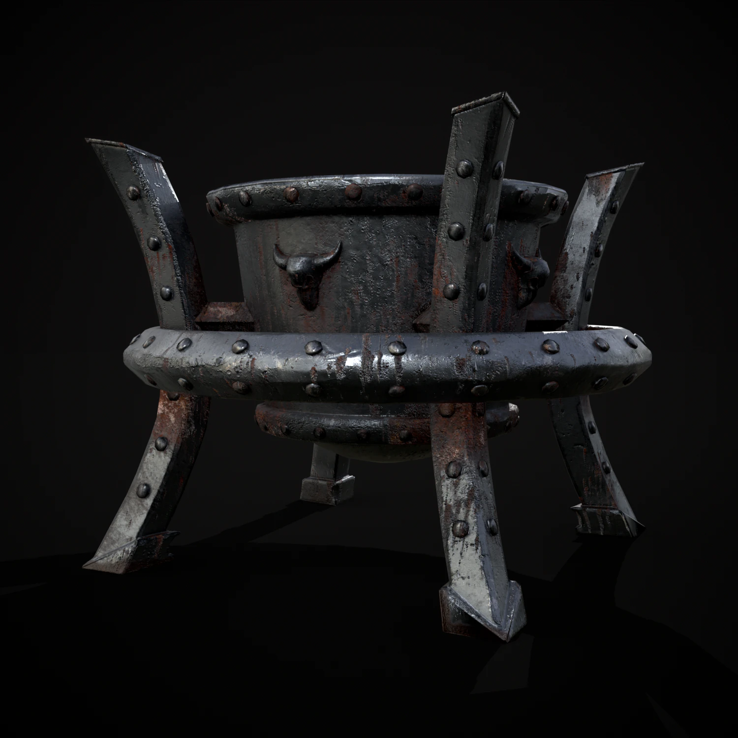 Gothic Iron Cauldron 3D Model .c4d .max .obj .3ds .fbx .stl .blend 
