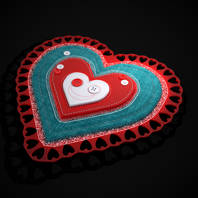 Valentines Fabric Heart 3D मॉडल .c4d .max .obj .3ds .fbx .stl .blend
