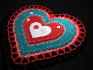 वैलेंटाइन फैब्रिक हार्ट 3D मॉडल
