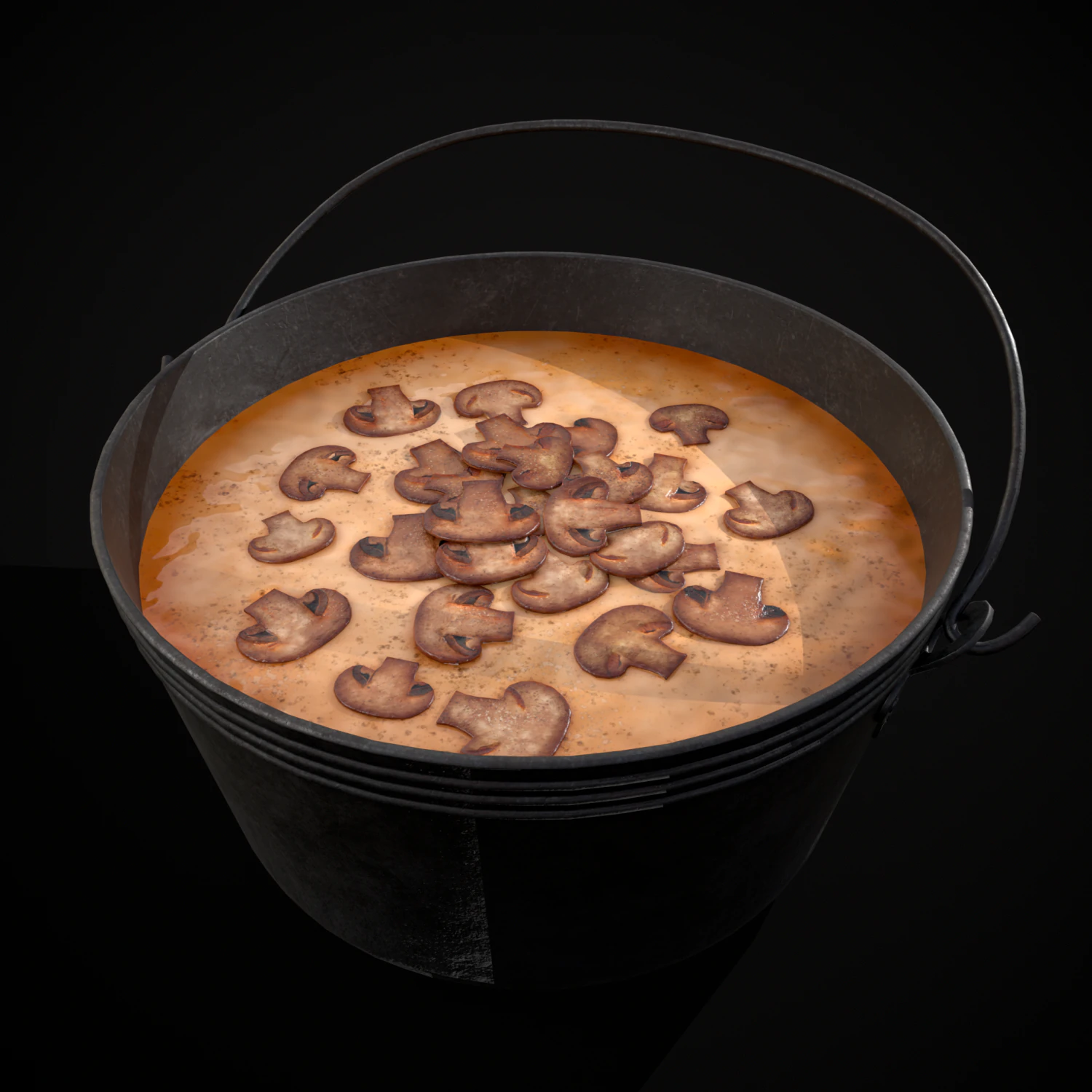 Mushroom Soup in Metal Bowl 3D Model .c4d .max .obj .3ds .fbx .stl .blend 