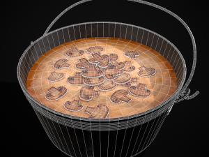 Mushroom Soup in Metal Bowl Modelo 3D