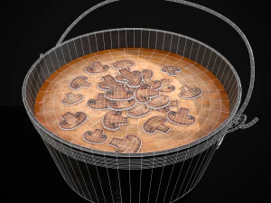 Mushroom Soup in Metal Bowl 3D Model