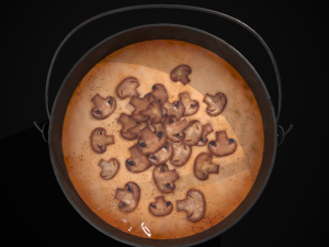 Mushroom Soup in Metal Bowl Modelo 3D