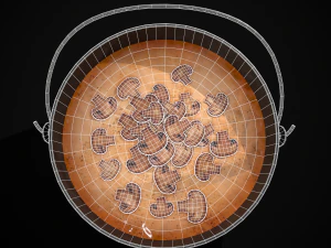 Mushroom Soup in Metal Bowl 3D Model