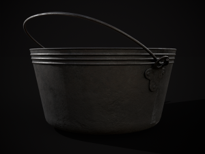 Mushroom Soup in Metal Bowl Modelo 3D