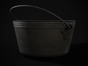 Mushroom Soup in Metal Bowl 3D Model