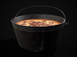 Mushroom Soup in Metal Bowl Modelo 3D
